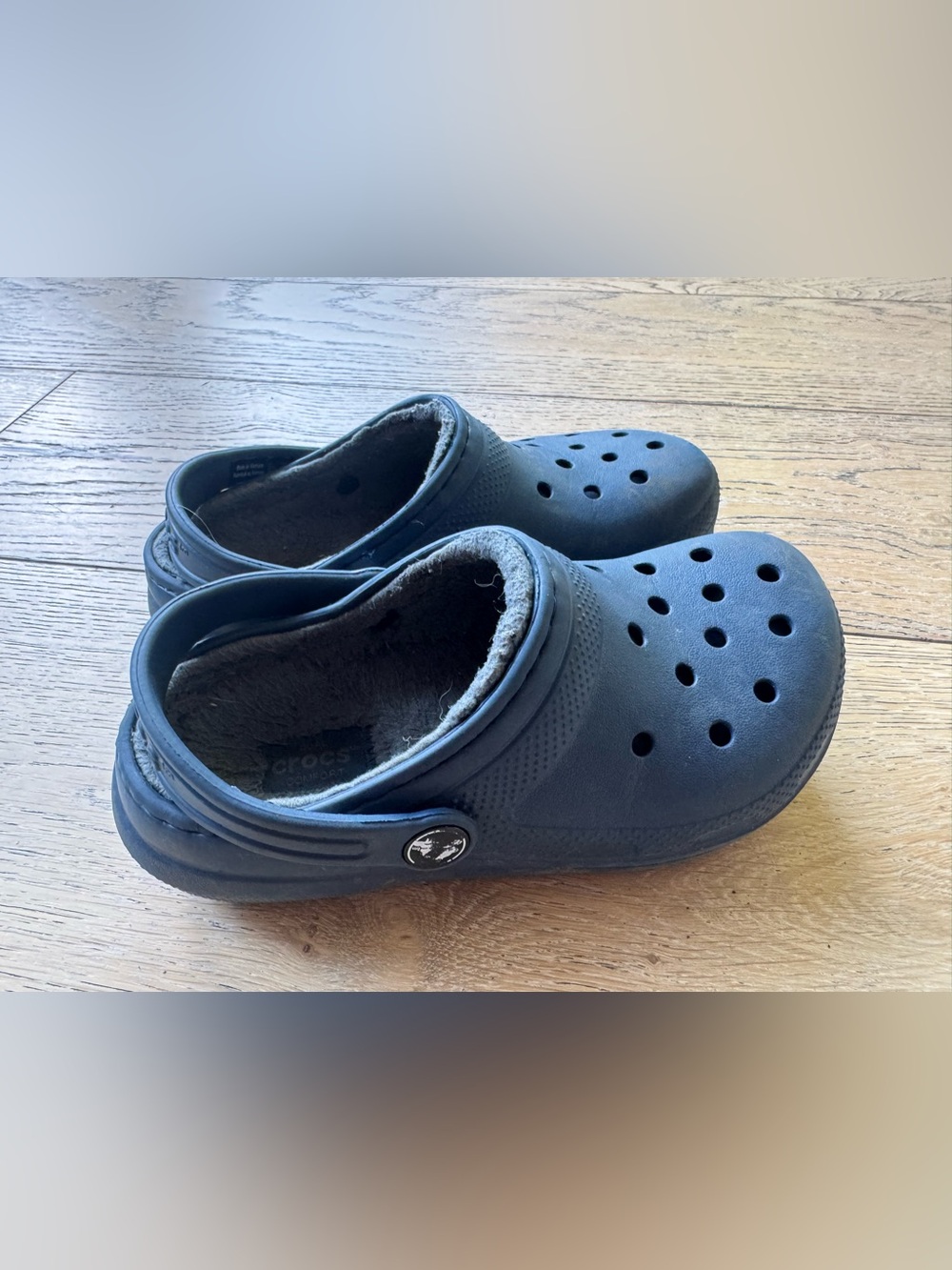 CROCS Kids Navy Blue Faux-Fur Lined Clog
